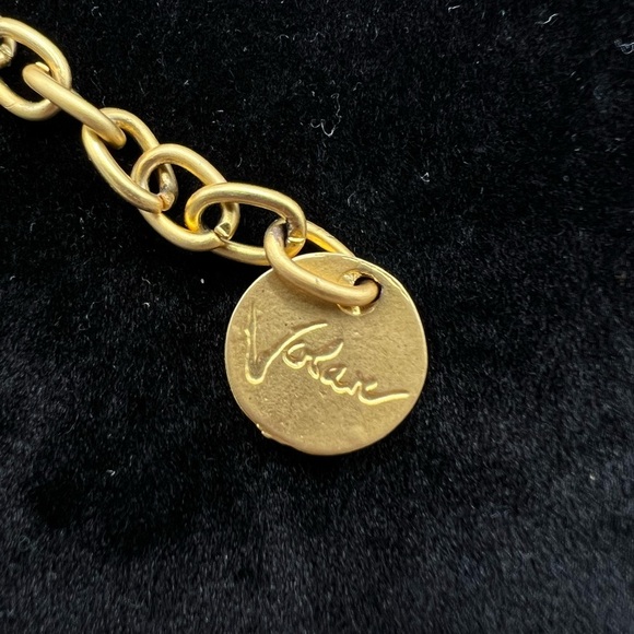 Volare Studio Gold Tone Leather Choker Necklace - Picture 3 of 4